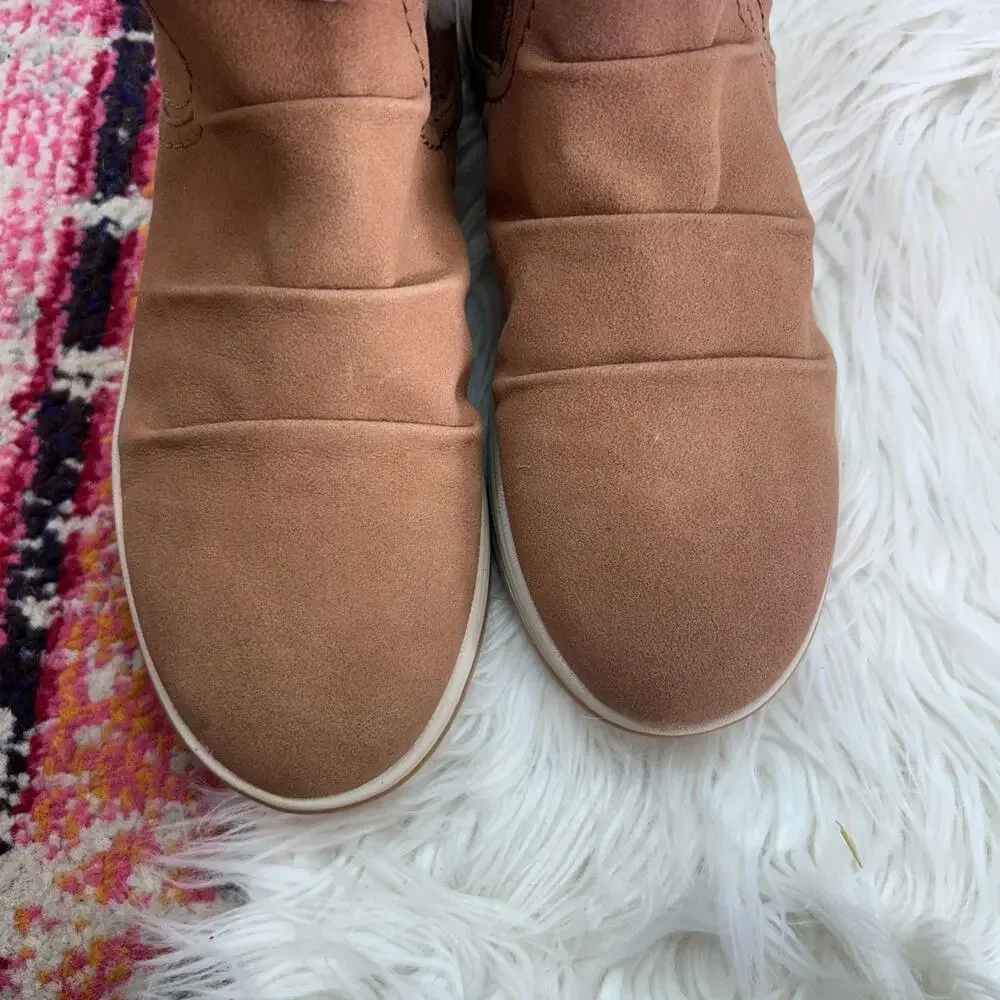 Clarks Breeze Cozy Boot 7 Tan Brown Winter Faux Fur Ankle Bootie - Picture 4 of 9